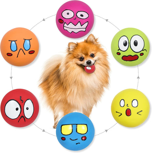 Latex Dog Chewing Squeaky Ball Toys Face Fetch Play Toy for Puppy