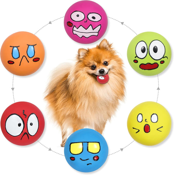 Latex Dog Chewing Squeaky Ball Toys Face Fetch Play Toy for Puppy