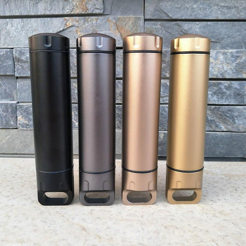 Outdoor Waterproof Capsule Portable Waterproof Container Seal Bottle Holder Case Aluminum(Black)