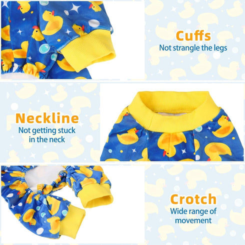PUPTECK Soft Fleece Dog Pajamas for Small Medium Dogs, Adorable Jumpsuit Pjs, Blue, XXL