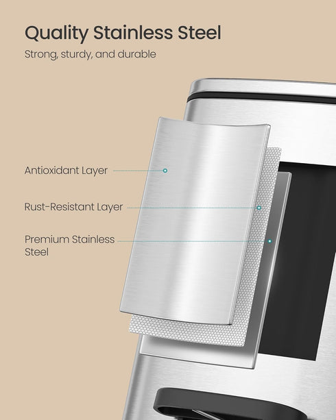 1.6-Gallon (6 ULTB590E02 SONGMICS Dog Poop Trash Can, L) Outdoor Garbage Can with Lid, Soft Close, Stainless Steel