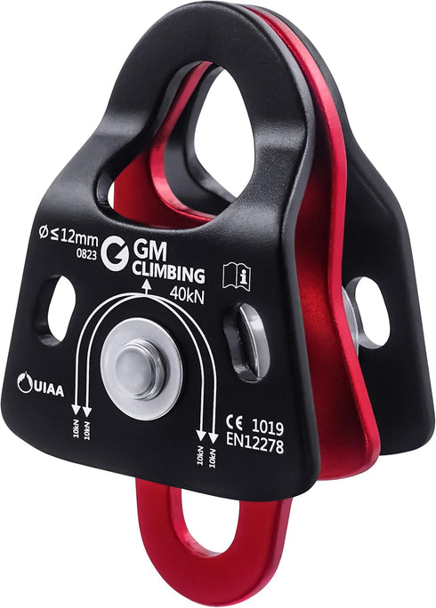 GM CLIMBING 40kN Micro Double Pulley Prusik Minding Ball Bearing for Arborist Tree Climbing Rigging