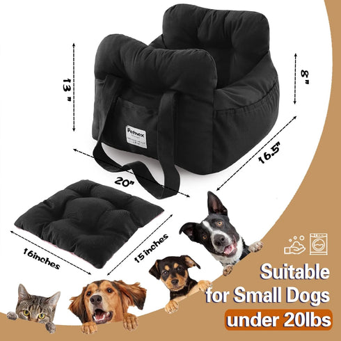 Portable Dog Car Seat for Small Dogs, Easy Installation Fashionable Pet Carrier Bag with Large Pockets, Machine Washable