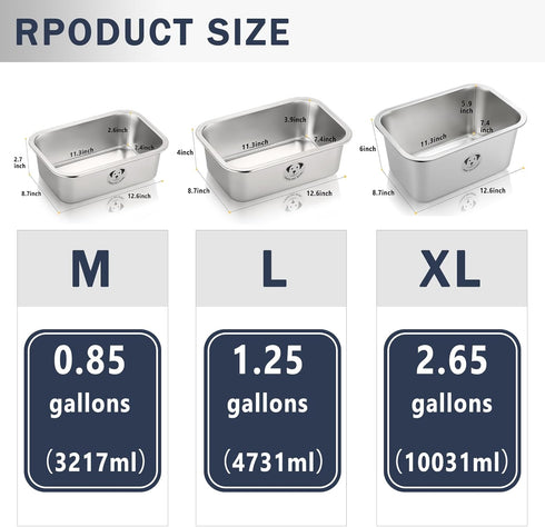 Stainless Steel Dog Bowls for Large Dogs, High Capacity Metal Food and Water Bowls, 0.85 Gallons