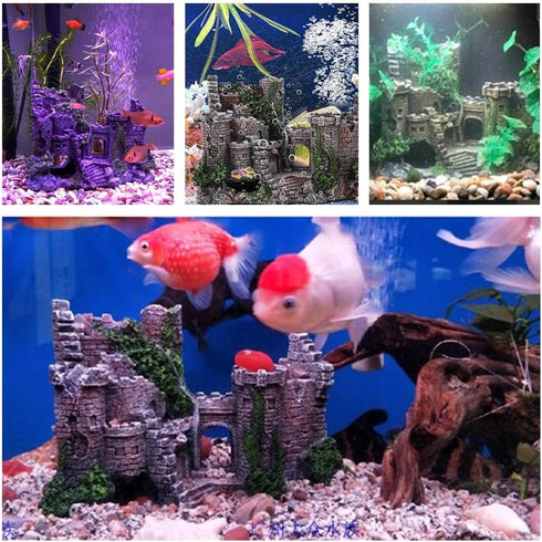 Large Resin Coral Castle Aquarium Decorations, Fish House Breed Tank Decor for Marine Betta Fish