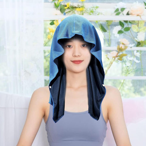 Yiju Quick-Dry Hooded Towel for Gym & Outdoor Activities - Blue