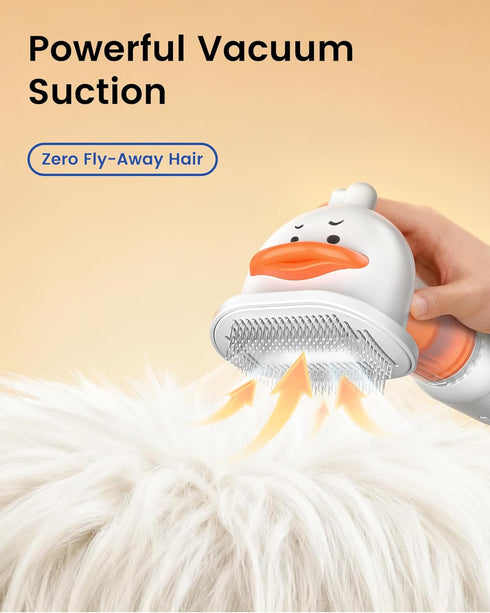 4-in-1 Vacuum Dog Brush for Shedding, Self-Cleaning Slicker & Undercoat Rake, Deshedding Grooming Tool, Anti-Static