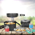 Odoland 15pcs Non-Stick Camping Cookware Mess Kit, Lightweight Pots Pan Set with Stainless Steel Cups Plates Forks