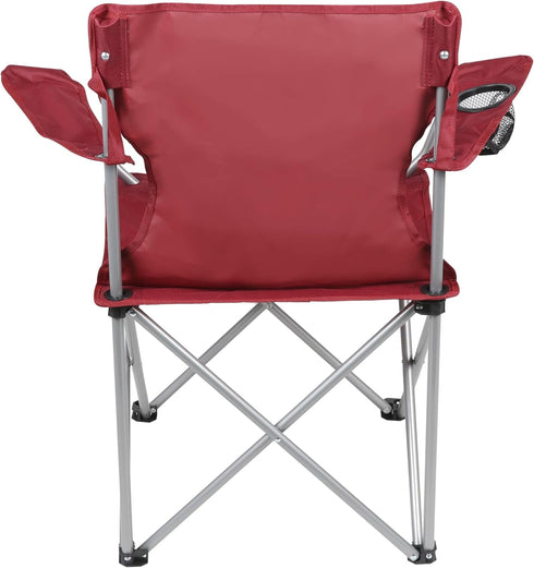 Generic Basic Quad Folding Camp Chair with Cup Holder, Red, Adult