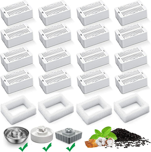 Cat Water Fountain Replacement Filters - 16 Pack Carbon Filters and 4 Pack Foam Filters for Pet Drinking Fountain