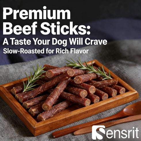 Sensrit 10 oz Dog Beef Sticks - Jerky Treats for All Dogs - High Protein & Grain Free Dog Snacks - Made with Real Beef