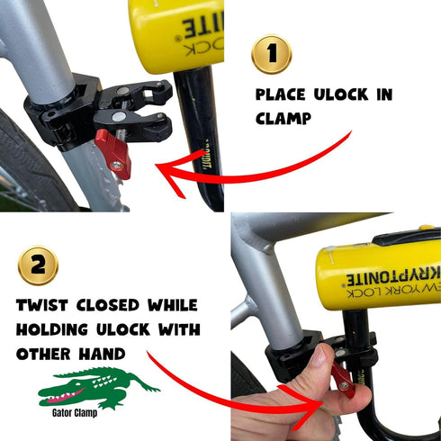 U-Lock Holder/Clamp for Kryptonite and Other U-Locks, All Metal, Heavy Duty Use, Ultra Quiet Ride, Holds up to 5 Lbs