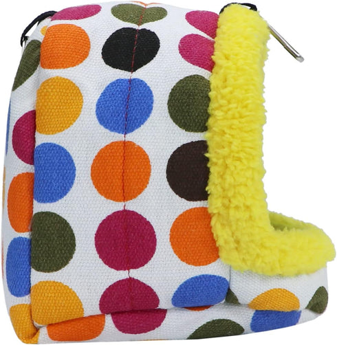 Bird Hanging Hammock - Winter Warm Plush Snuggle Pet Cave for Parrot, Lovebird, Budgie, Cockatiel (Medium)