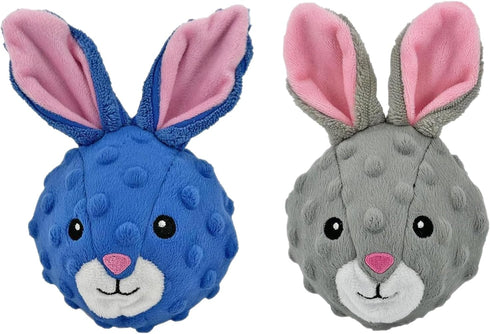 Pet Lou Rabbit EZ Squeaky Ball, Set of 2, 4-inch Width