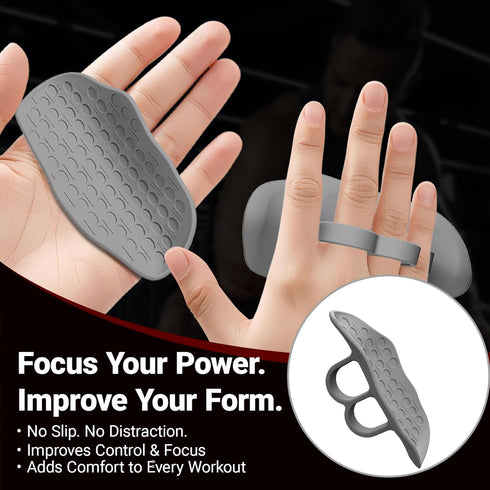 Harqa AntiSlip Workout Grips Ergonomic Rubber Palm Protector for Weight Lifting, Deadlifts, PullUps, Crossfit Two-Ring