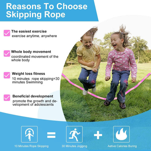 GRAWUN Kids Jump Rope - Soft Beaded Adjustable Length Tangle-Free Skipping Rope for Fitness