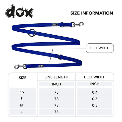 DDOXX Nylon Dog Leash, 6.6 ft, 3-Way Adjustable Leash for Dogs - XS (Blue), Red Dog Leash
