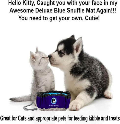 C and E Limited Awesome Deluxe Blue Snuffle Mat; Beautiful Custom Yin-Yang Symbol Snuffle Mat for Dogs, Sniff Mat
