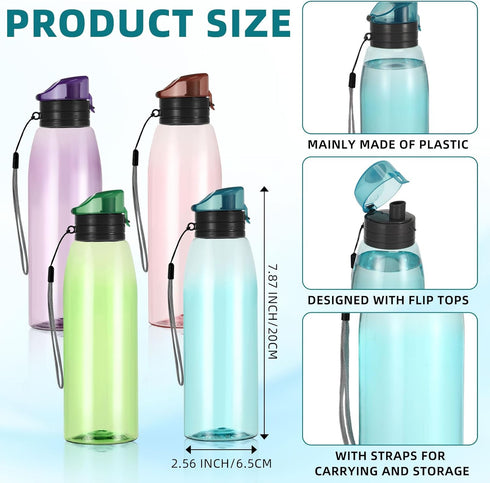 Uiifan 20 Pieces Clear Plastic Water Bottles, 17 oz Leakproof Flip Top for Gym Camping Hiking