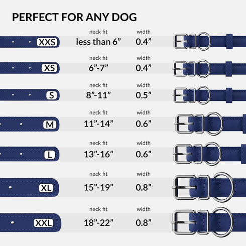 CollarDirect Rolled Leather Dog Collar, Soft Padded Round Puppy Collar, Handmade Genuine Leather for Small, Large Dogs,