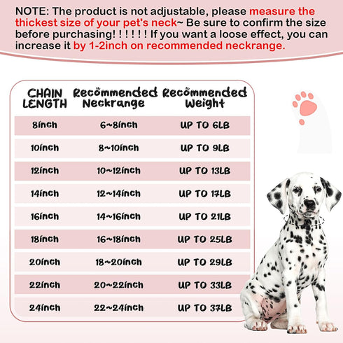 LEIFIDE Dog Cat Chain Collar, Diamond Collar 12 mm Wide for Cat Metal Small Dog, Pet Crystal Necklace Accessories (Rose