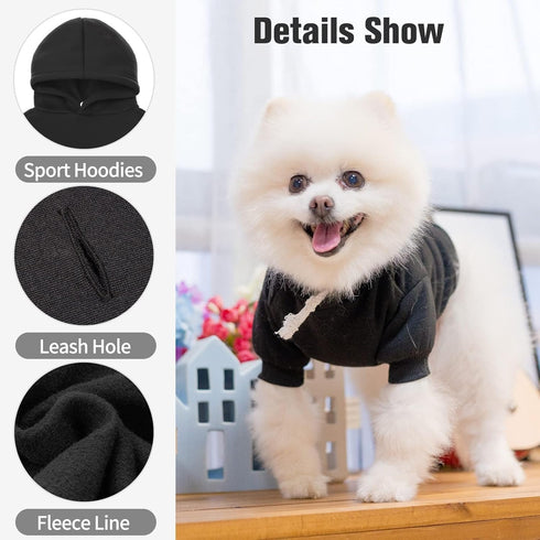 BINGPET Dog Hoodies - Fleece Lined Sweatshirt for Small, Medium, Large Dogs & Cats