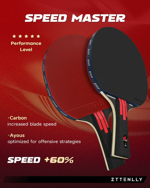 Ping Pong Paddle with Carbon Technology, Performance-Series Table Tennis Racket for Professional Play