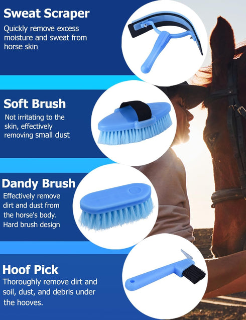 13-Piece Set Set Horse Grooming Kit, Horse Brush with Organizer Bag Complete Care, Mane Braiding Kit, Brushes & Curry