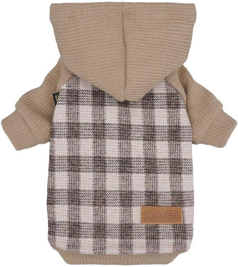 Fitwarm Knitted Pet Clothes, Dog Sweater Hoodie Sweatshirts Pullover for Cats and Dogs in Khaki (XXL)