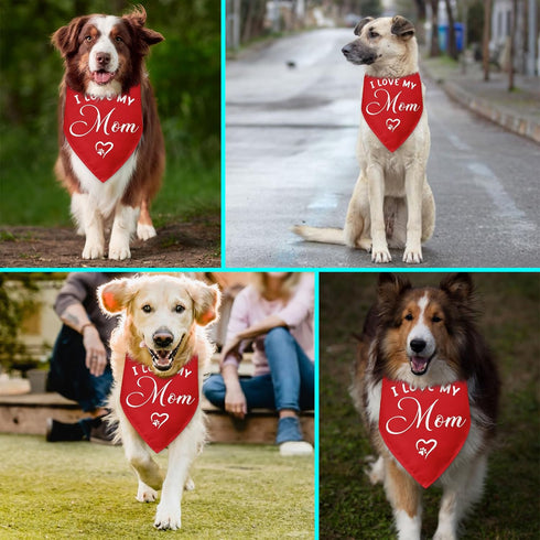 I Love My Mom Dog Bandana Dog Birthday Pet Triangle Scarf Accessories Gender Reveal Baby Announcement Photo Props