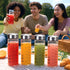 12 oz 6 Pack Luxfuel Glass Juice Bottles with Lids, Wide Mouth Borosilicate Glass Bottles with Stainless Steel Lids