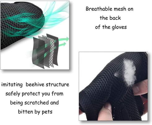 Pet Grooming Glove Hair Remover Brush, Gentle Deshedding Mitt for Dogs, Cats, Horses, Long Short Fur (1 Pair)