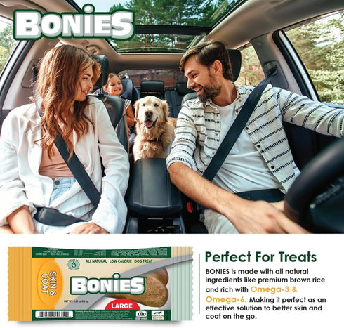 Bonies Skin and Coat Treats for Dogs, Chicken Flavor, Minis, 2 Bone Pack