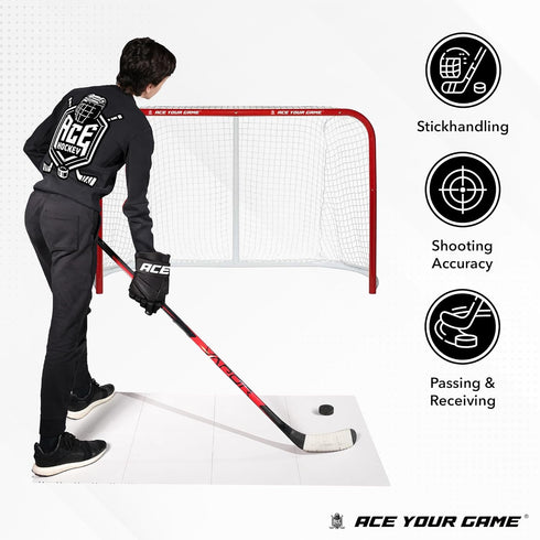 8-Pack (9.4 ACE HOCKEY Dryland Flooring Tiles for Hockey Training - Hockey Tiles sqft) for Shooting, Passing