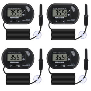 4Pack Digital Aquarium Thermometer, Reptile & Fish Tank Water Temperature Test with Large LCD Display