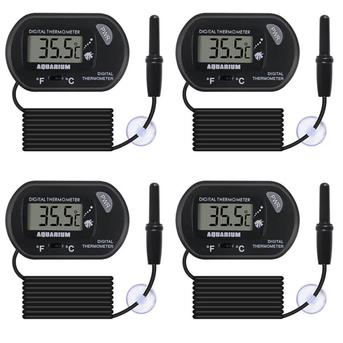 4Pack Digital Aquarium Thermometer, Reptile & Fish Tank Water Temperature Test with Large LCD Display