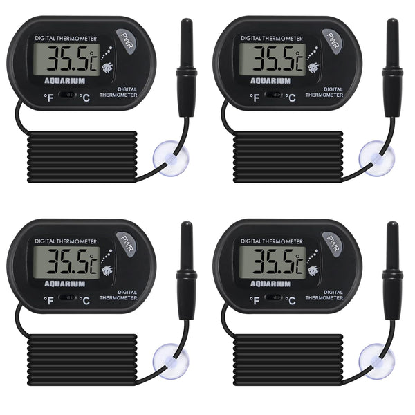 4Pack Digital Aquarium Thermometer, Reptile & Fish Tank Water Temperature Test with Large LCD Display