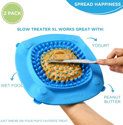 Aquapaw Premium 2-Pack Dog Lick Mat with Suction Cups, Slow Feeder for Treats & Peanut Butter, Blue