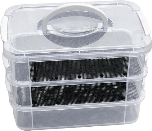 Genrico Flour Kennel | Transparent Breeding Habitat with Fine Mesh Flour Farm, for Reptiles, Birds, Opossums, Bearded