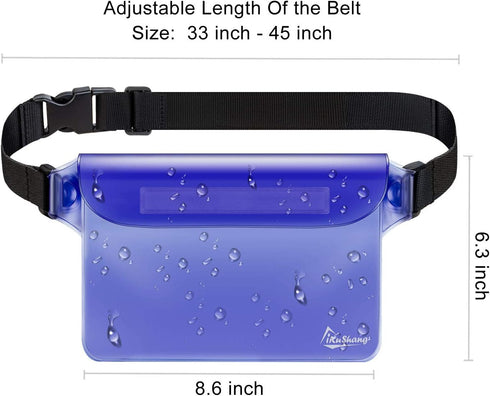 Waterproof pouch Waterproof Waist Pouch 2-Pack Waterproof Fanny Pack Beach Accessories Safe & Dry for Boating Swimming fishing Kayaking Snorkeling Beach Keep Your Phone and Valuables Dry