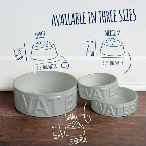 Park Life Designs Large Ceramic Dog Bowl - Stylish Gray Pet Feeding Dish | Durable, Easy-Clean & Dishwasher-Safe