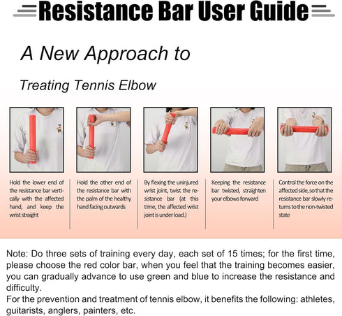 Flex Therapy Bar Strengthener, Tennis Elbow Physical Therapy Bar for Golfers Elbow, Tendonitis Pain Relief