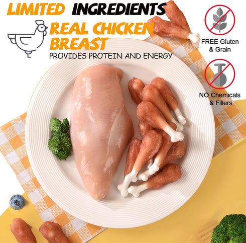 Natural Chicken Calcium Bone Chews for Dogs - Rawhide-Free Treats