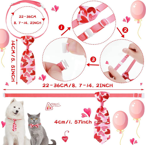 24 Pcs Valentine's Day Dog Bow Set with 10 Pcs 4th of July Dog Bow Ties, 10 Pcs Dog Neckties, 4 Dog Bandanas, Pet
