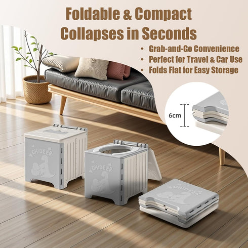 Generic 9.1" Foldable Travel Potty - Compact Collapsible Portable Toilet Seat with Cleaning Bags for Car, Camping