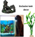 Fish Tank Decorations Plants with Resin Cave Rock View, 9pcs Plastic Aquarium Accessories, Fish Cave and Hideout
