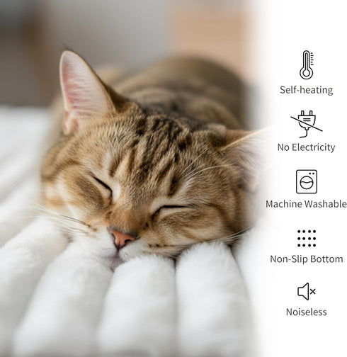 Pack 4 (43.5'' 27.5'' 0.7'')) NWK of Fluffy Self Warming Cat Mat, Cat Blanket, Thermal Dog Mat, Washable, Non-Slip