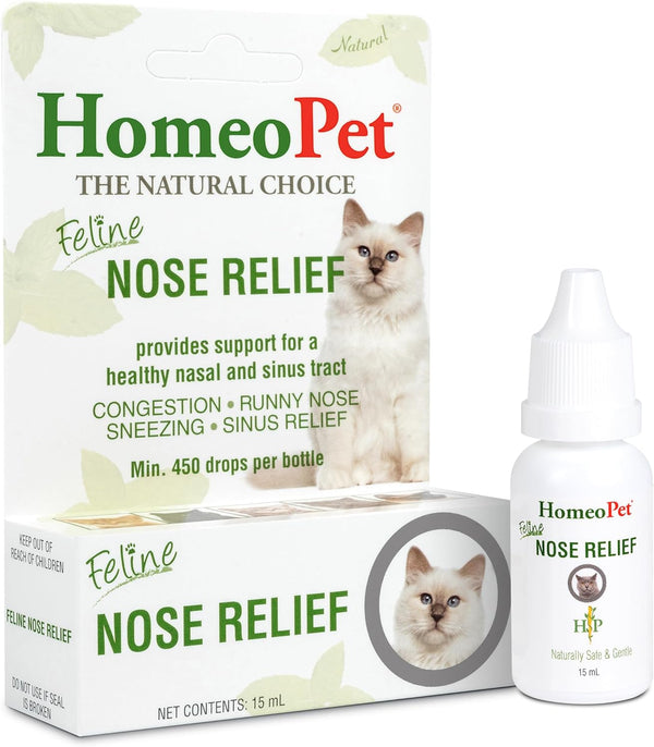 HomeoPet Feline Nose Relief, Natural Nasal and Sinus Medicine for Cats, 15 Milliliters