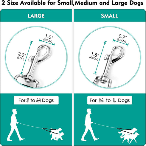 2 Dog Leash, Double Dog Leash Coupler, Tangle Free Bungee Leash, 360° Swivel, Comfortable Shock Absorbing