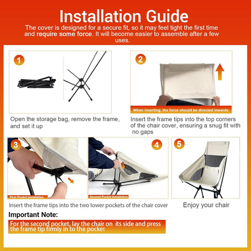 Backpacking Setup IEJ High Back Camping Chair, Ultra-Lightweight Compact Folding Chair for Adults with Carry Bag, Quick